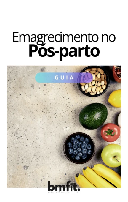 Capa do ebook emagrecimento no pós-parto, elaborado pela nutricionista Beatriz Jorge e pelo personal trainer online Filipe Simões
