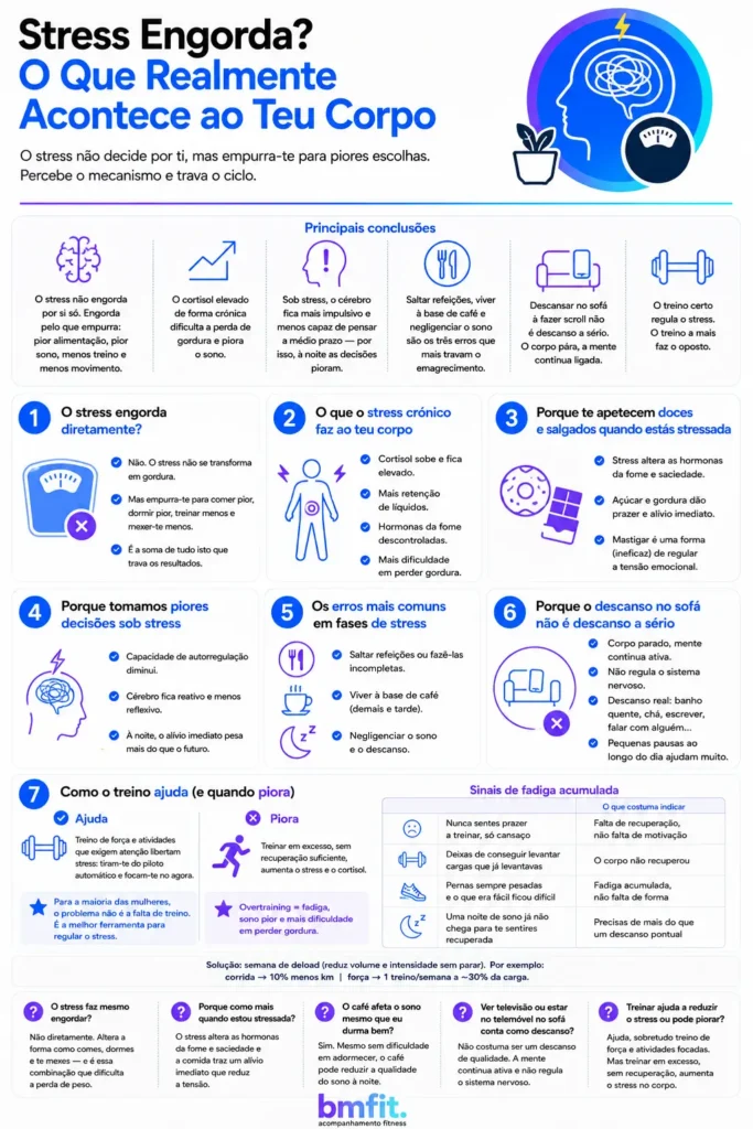O stress engorda? Infográfico com a explicação pela equipa de acompanhamento online BMFIT