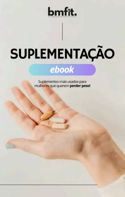 capa de ebook suplementação para perda de peso com mão aberta e suplementos na mão